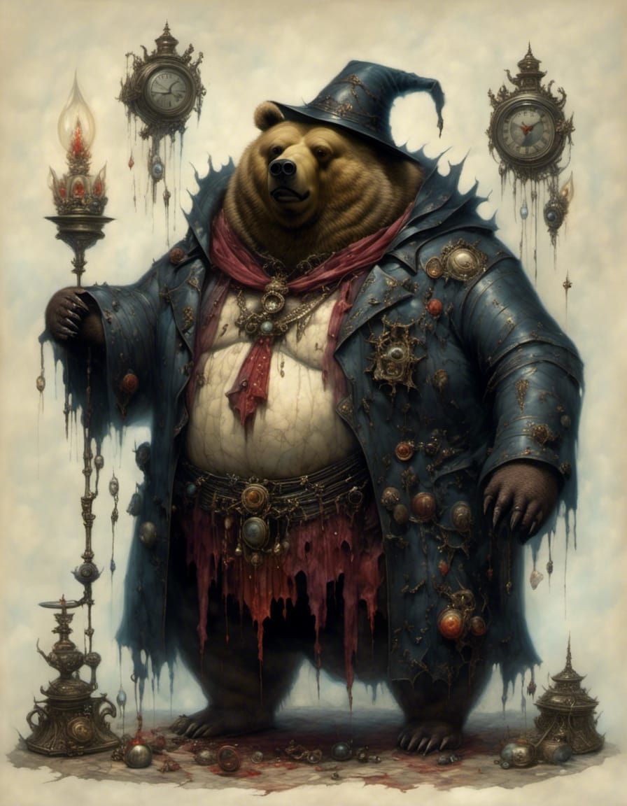 Dark Magical Obese Wizard Bear Portrait