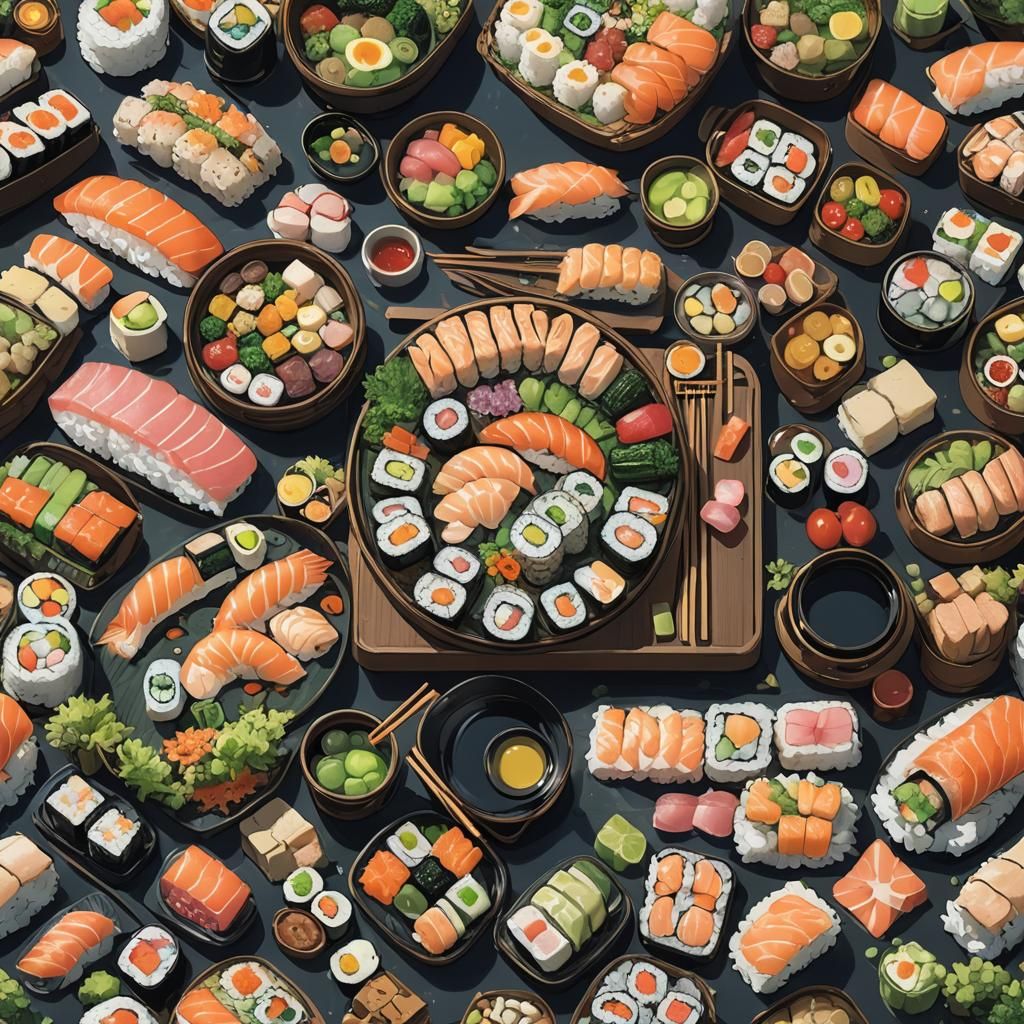 Sushi Mermaid in Anime Style Visual