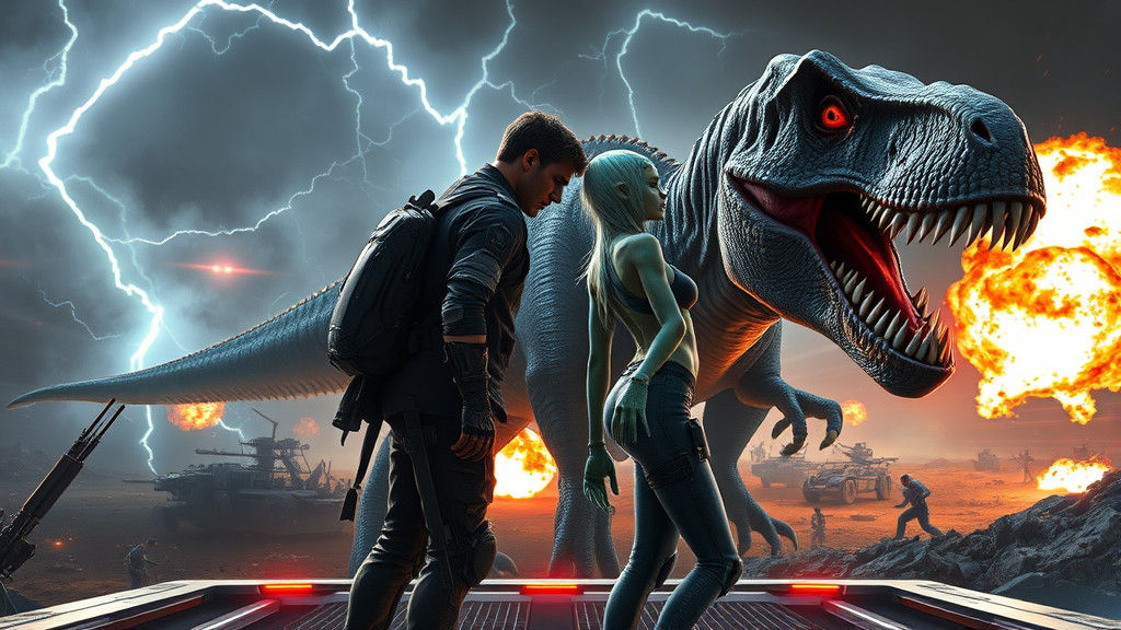 Futuristic Battlefield: Human and Alien Together