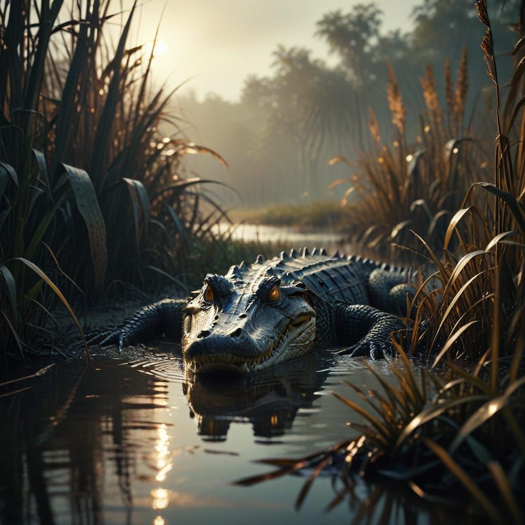 Mysterious Alligator Emerges from Swampy Depths