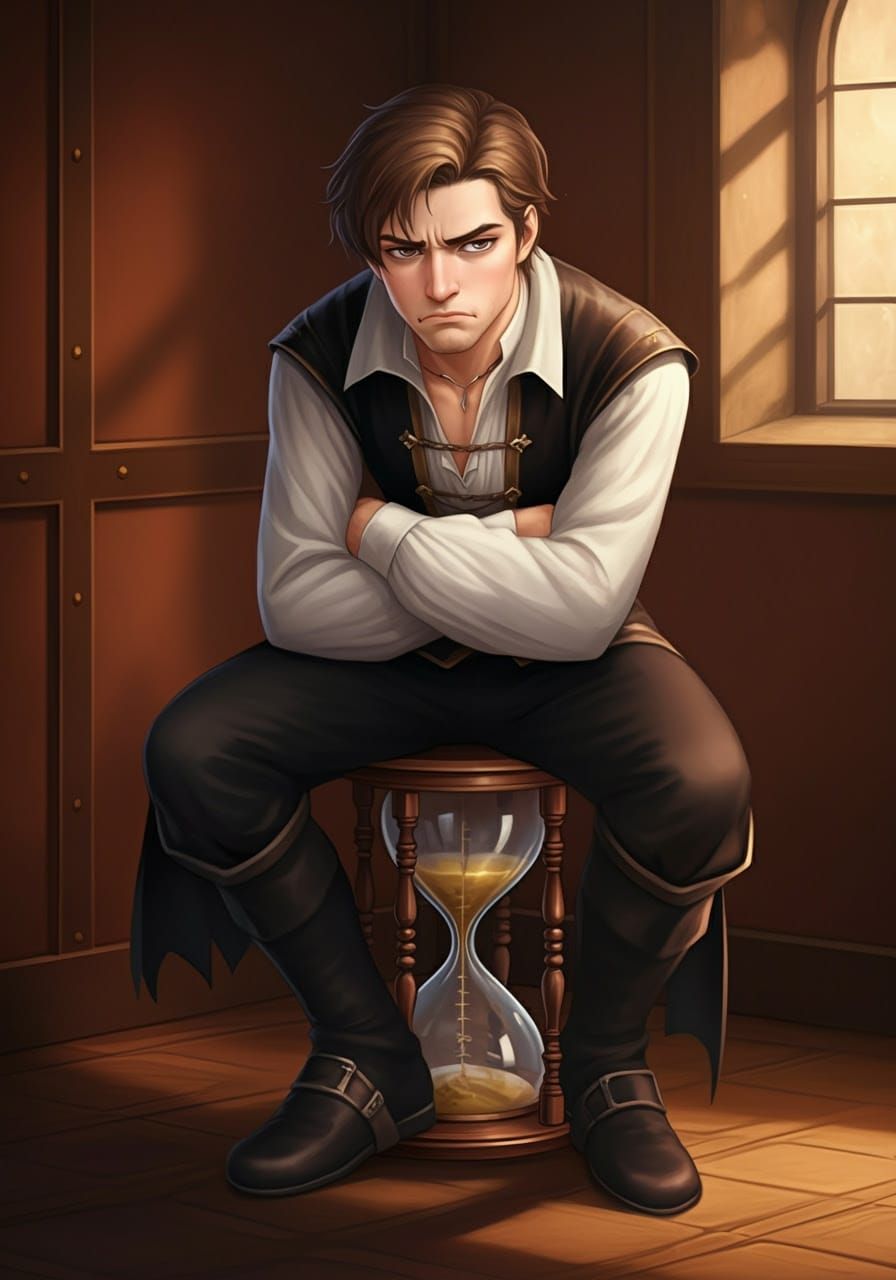 Medieval Youth Contemplates Fate in Fantasy Attire