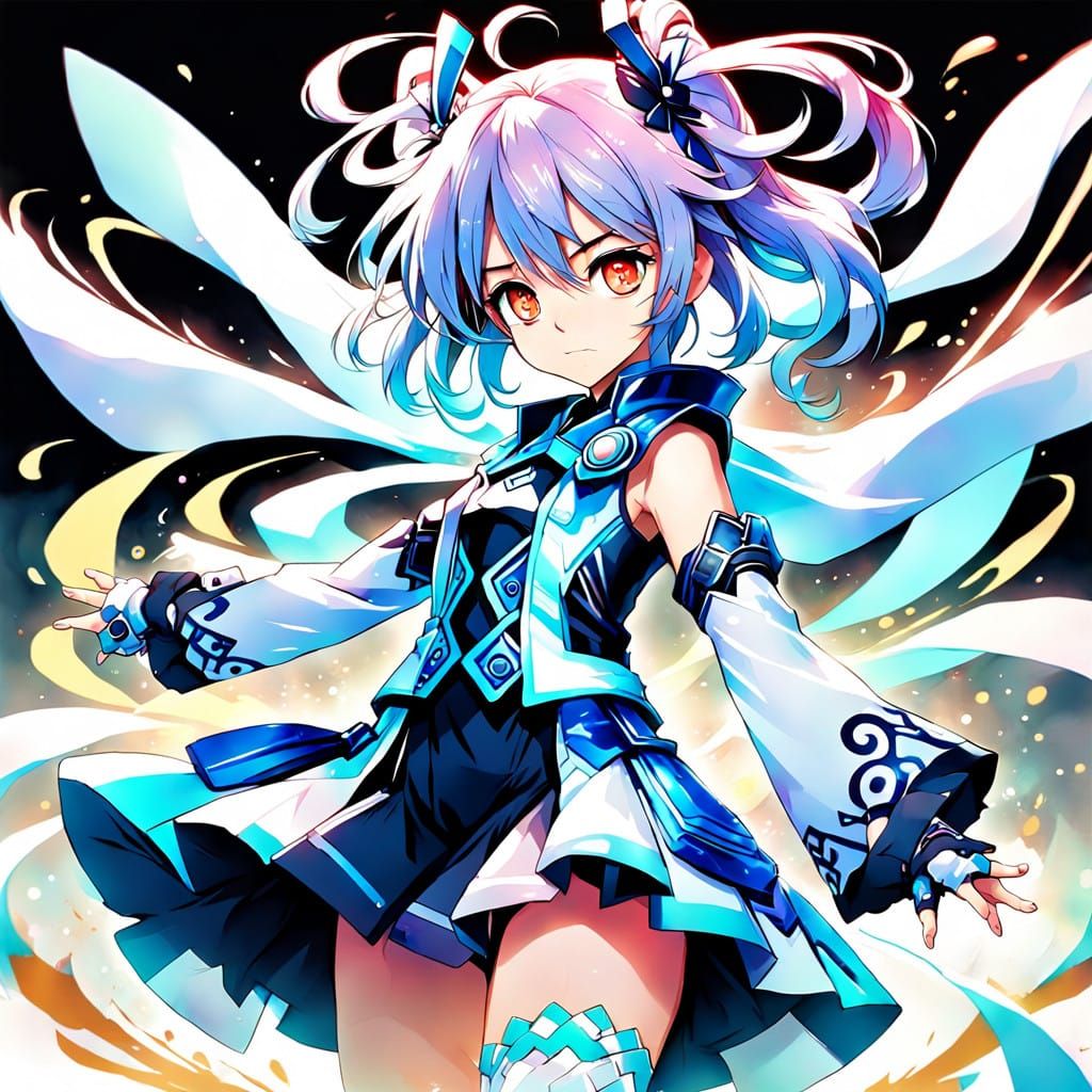 Anime Heroine in Vibrant Pixiv-Inspired Digital Art