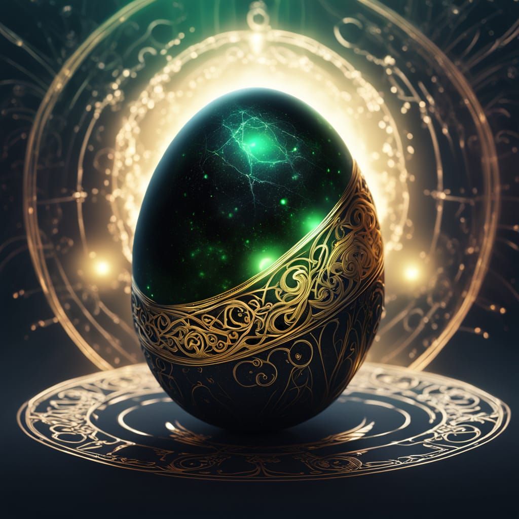 Golden Threads Adorn Black Metallic Egg on Venusian Ring in ...