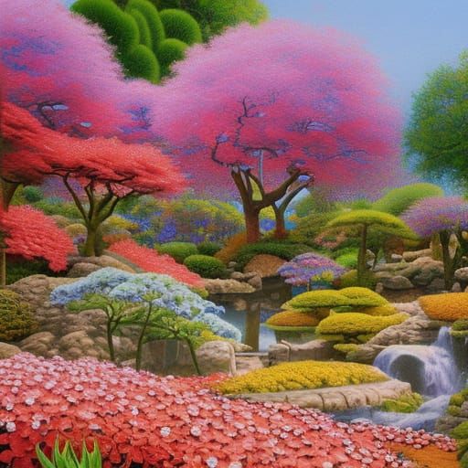 Surreal Japanese Flower Garden by Gurney