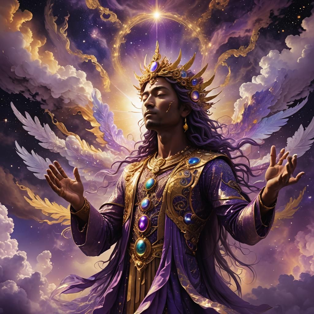 Ethereal Cosmic Deity Radiating Divine Energy