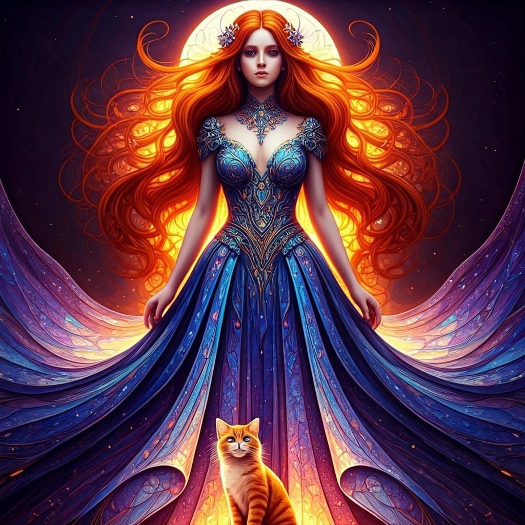 Ginger Goddess in Stained Glass Galaxy Dress with Adorable O...