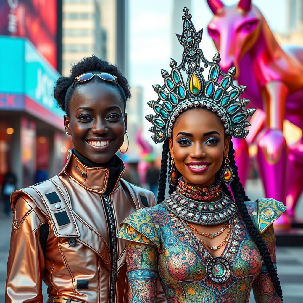 Futuristic Streetwear Fashion in Urban Landscape