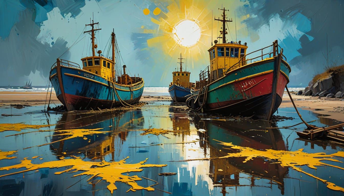 Vibrant Harbour Scene in Expressive Oil Paint