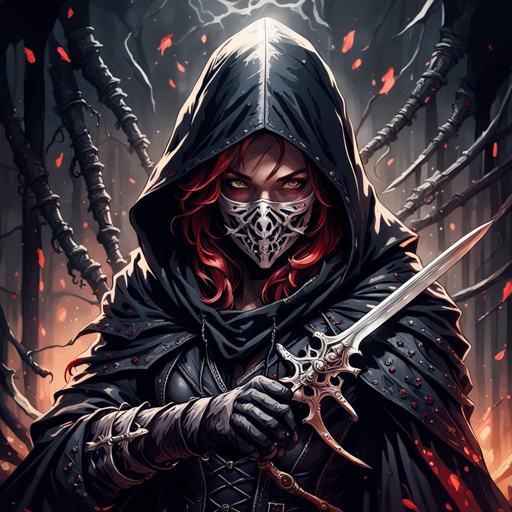 Arachnid Assassin Portrait in Dark Fantasy Style