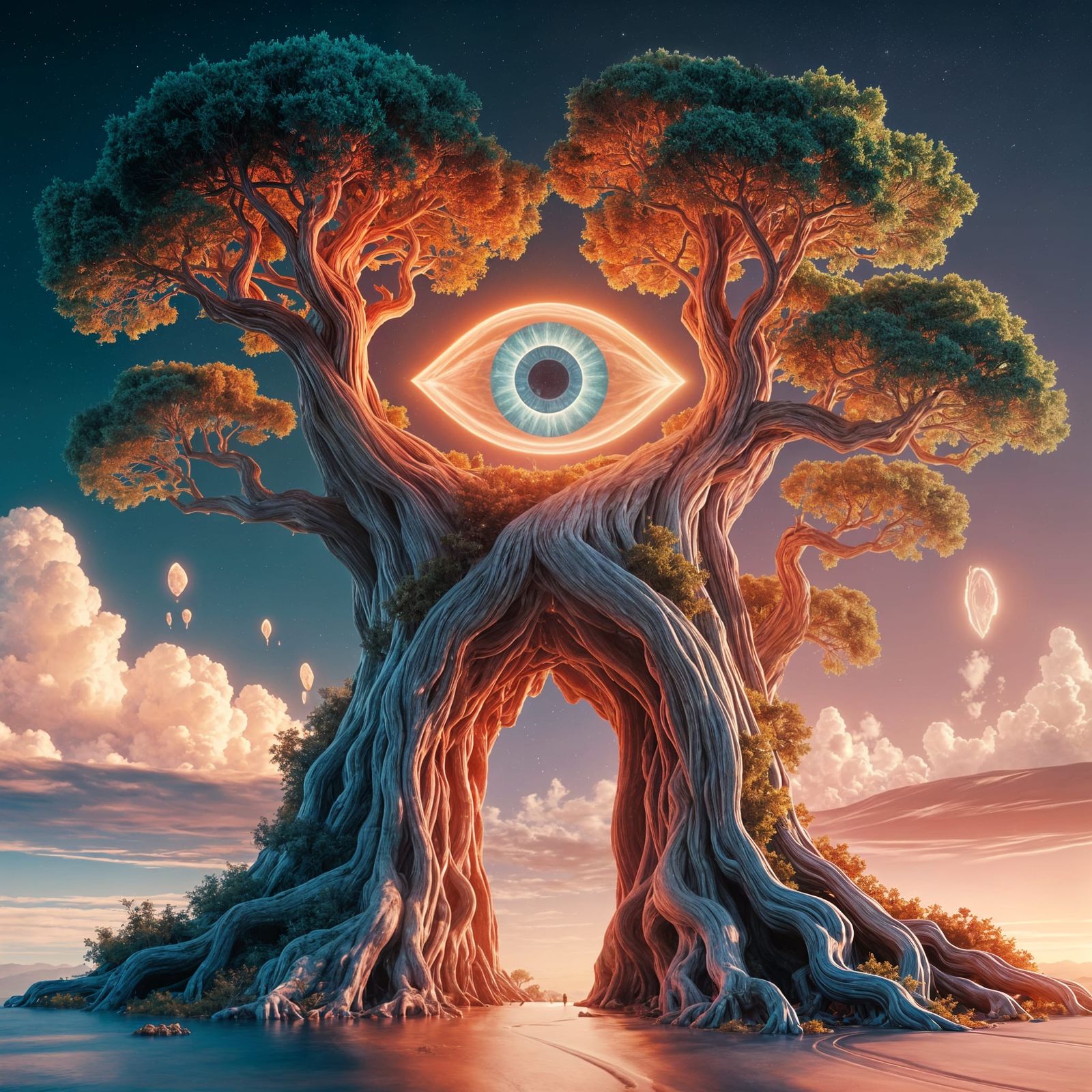 Ancient Tree Guardian in Vibrant Digital Art