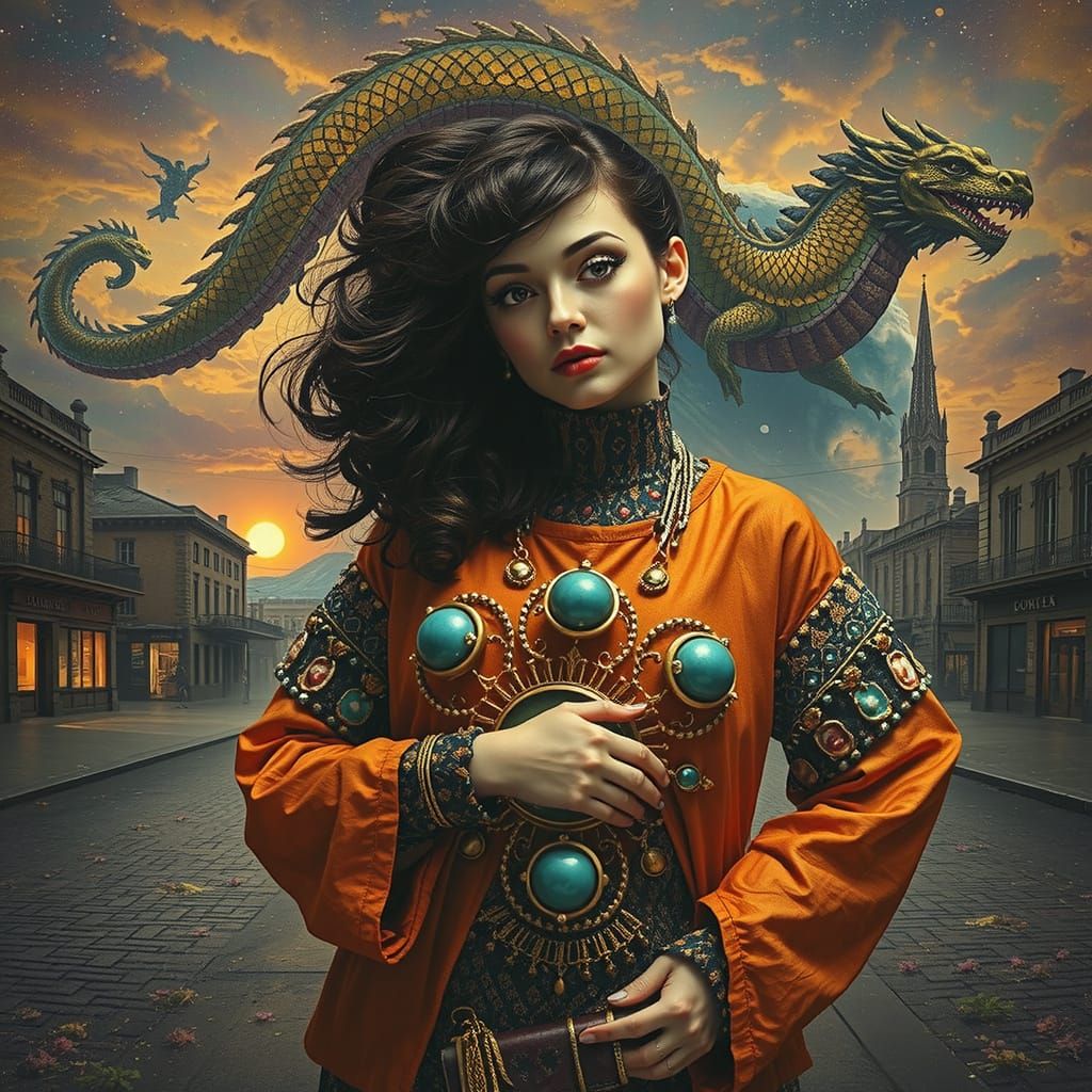 Tsunami Over White Orange Ocean Under Stormy Sky