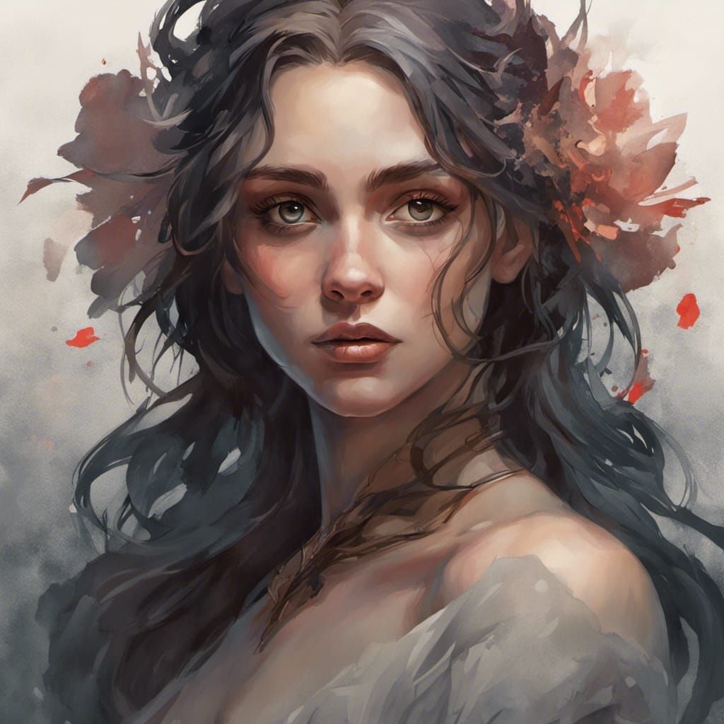 Romantic Portrait with Dark Undertones, Hyperdetailed Art