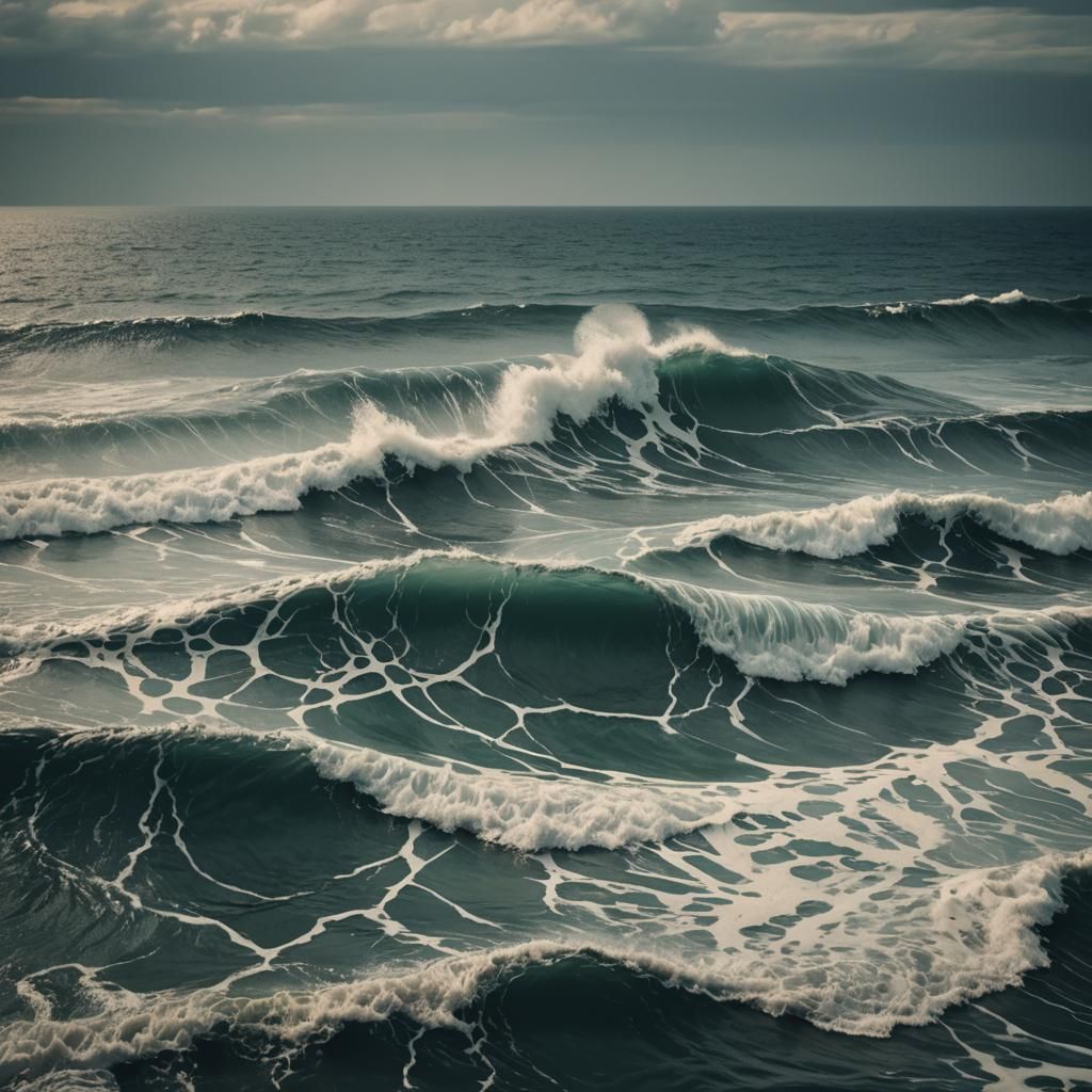 Papercut Style Ocean Scene in Cinematic Lighting