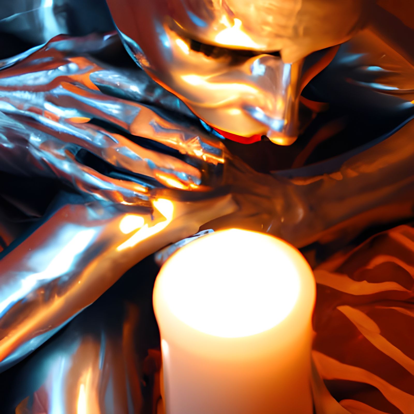 Chrome Woman Bathed in Candlelight