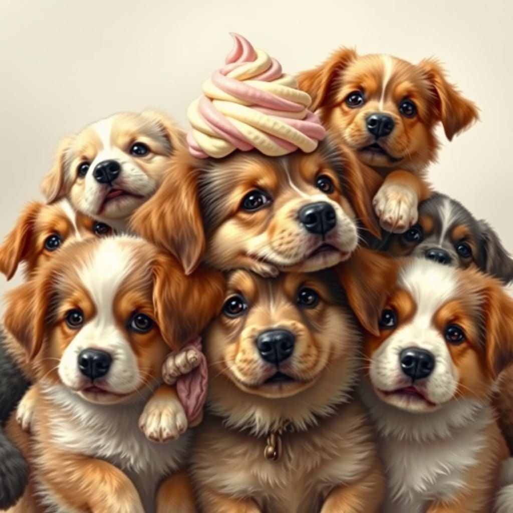 Dogs with Ice Cream: A Realistic and Adorable Stack