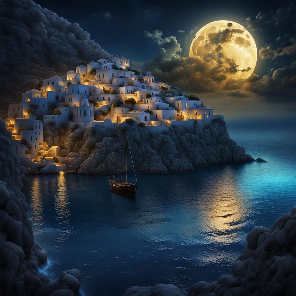 Moonlit Waters: A Fantastical Matte Painting