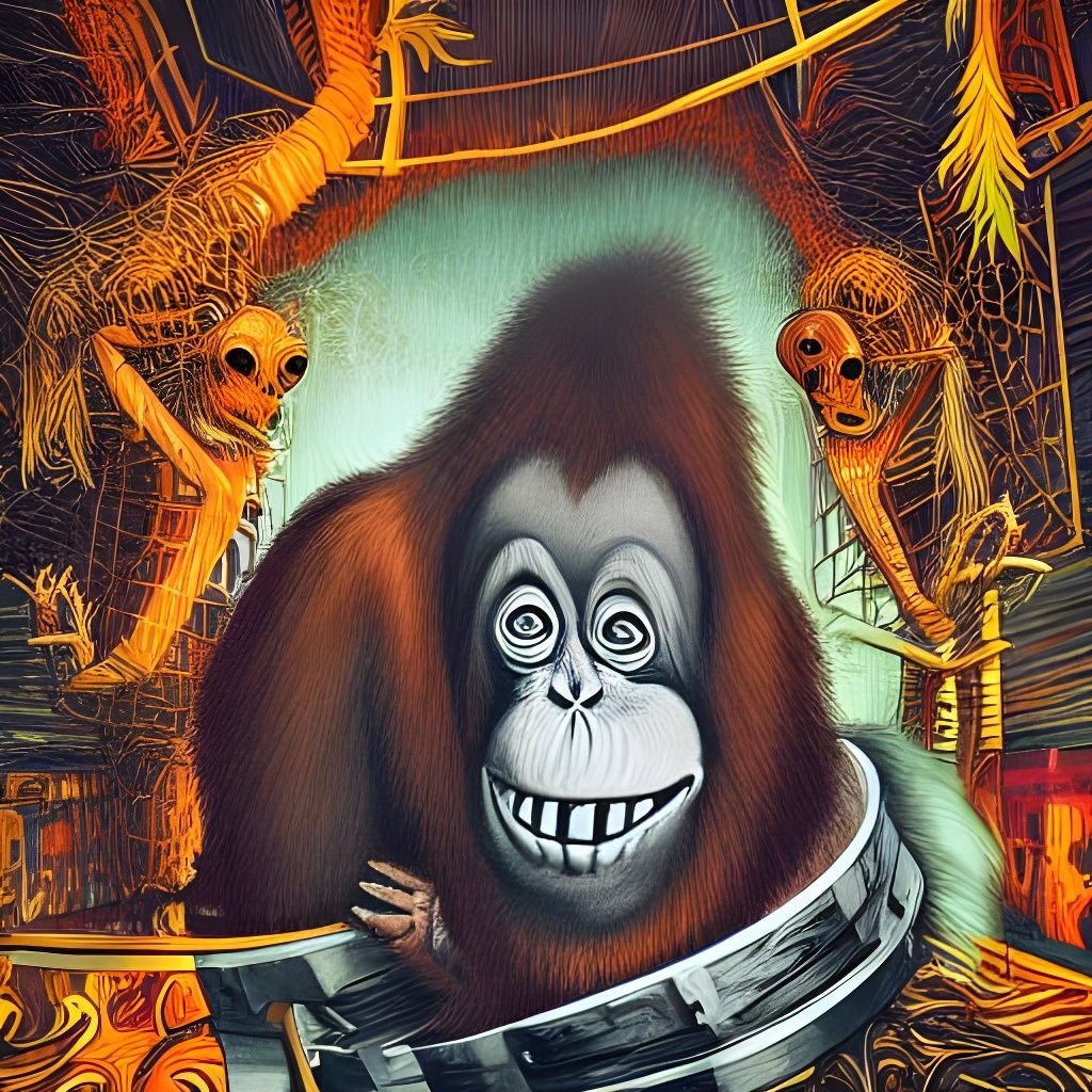 Orangutanian Guillotine: Joyful Hyperdetailed Art