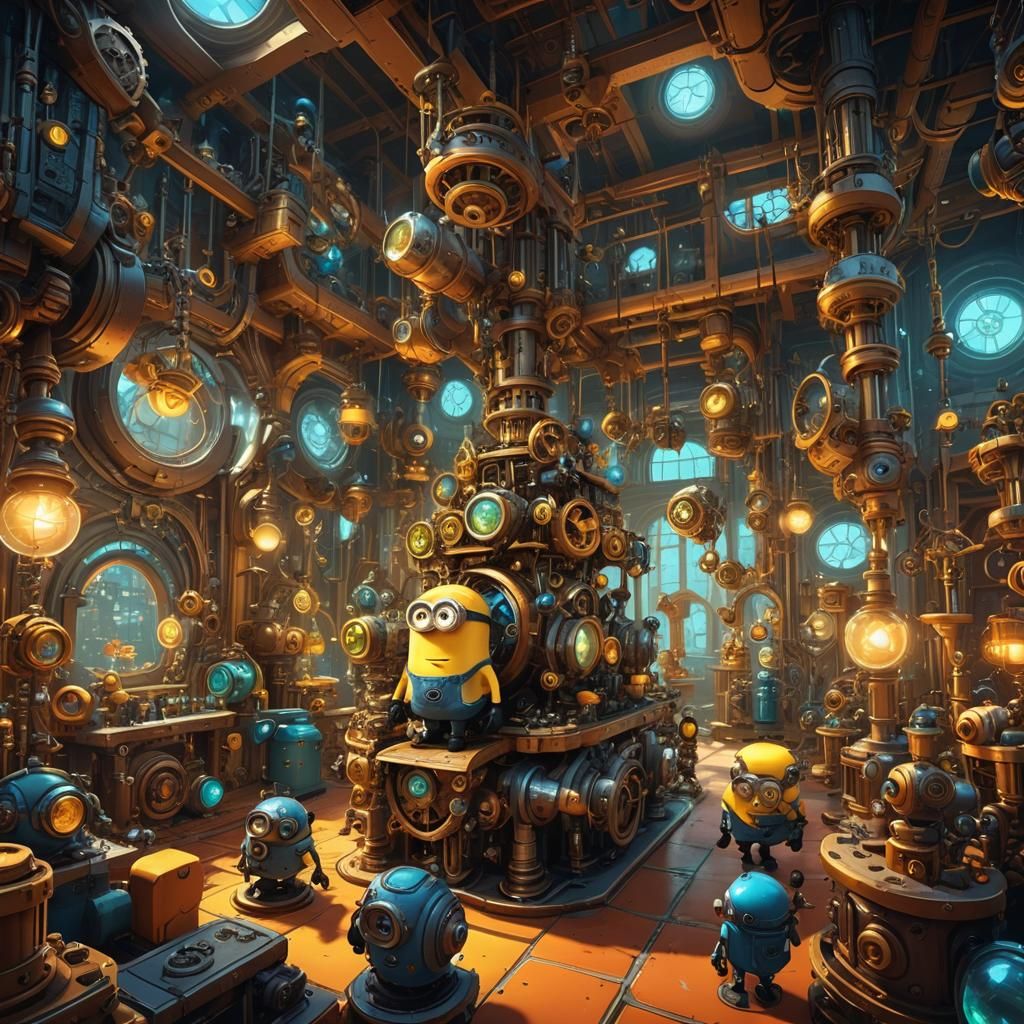 Minions in a Whimsical Laboratory: Fantasy Concept Art
