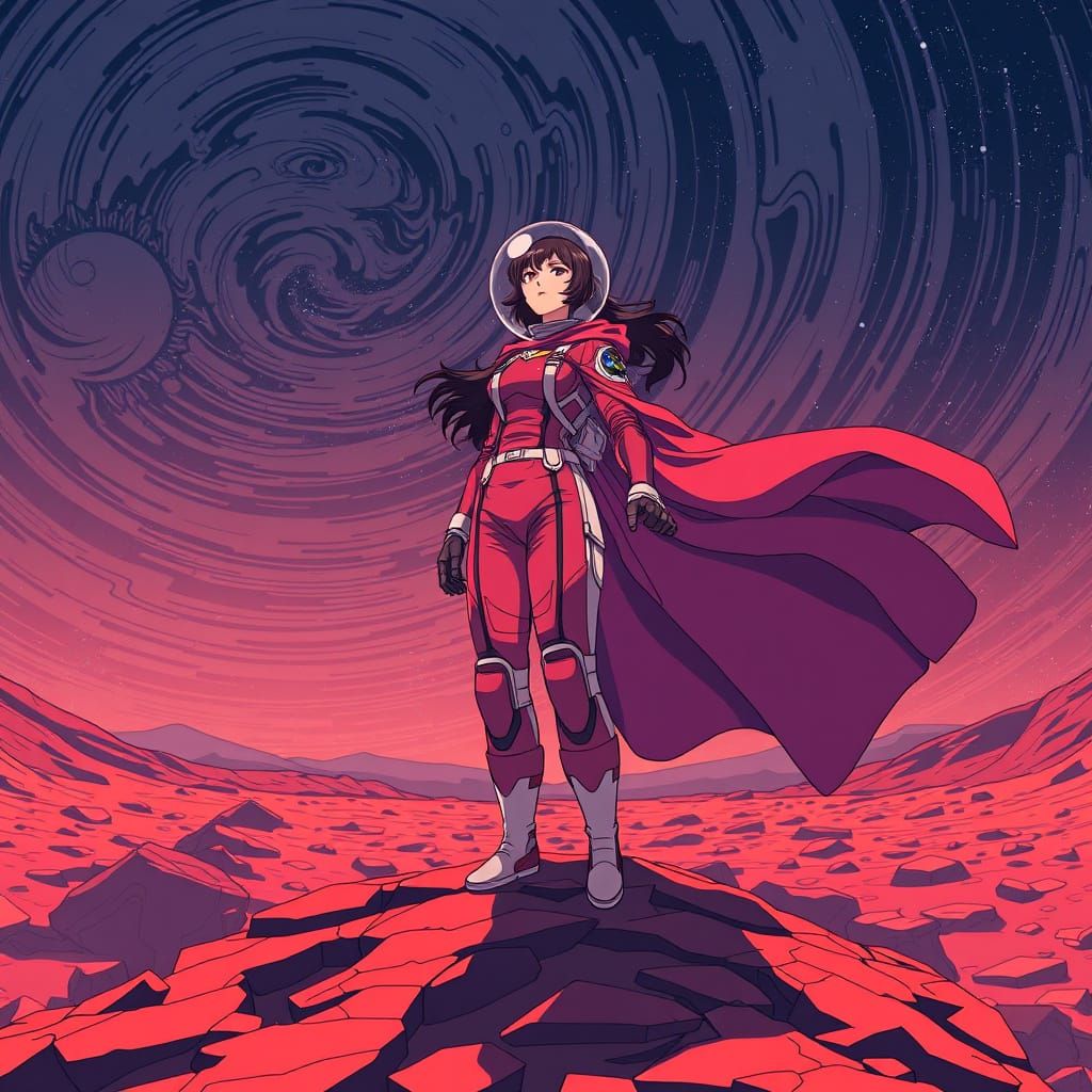 Lunar Voyager in Manga Style Wallpaper