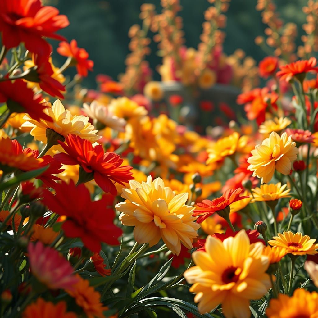 Vibrant Gardens in Triadic Color Harmony