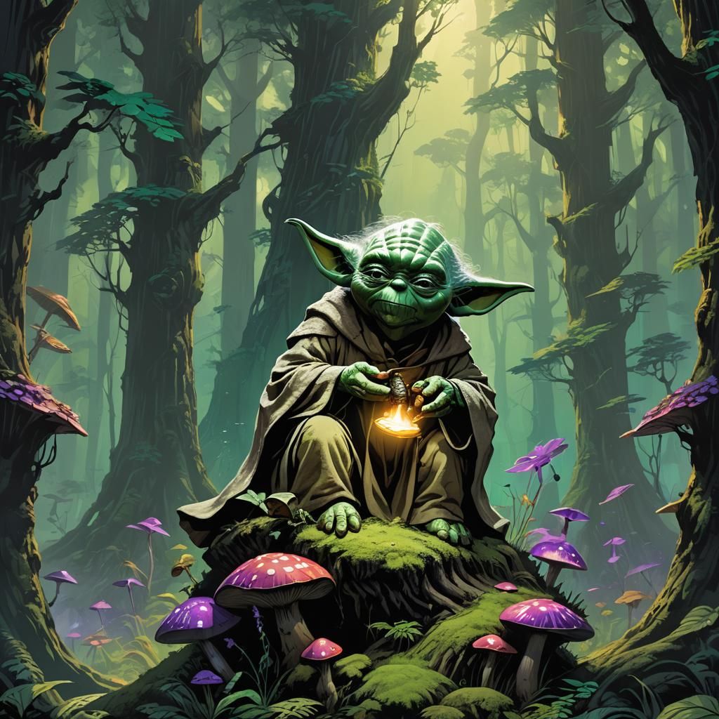 Yoda in Glowing Forest Concept Art