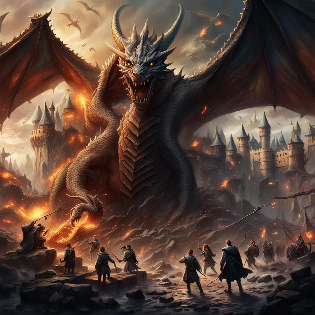 Epic Dragon War Book Cover in Fantasy Style