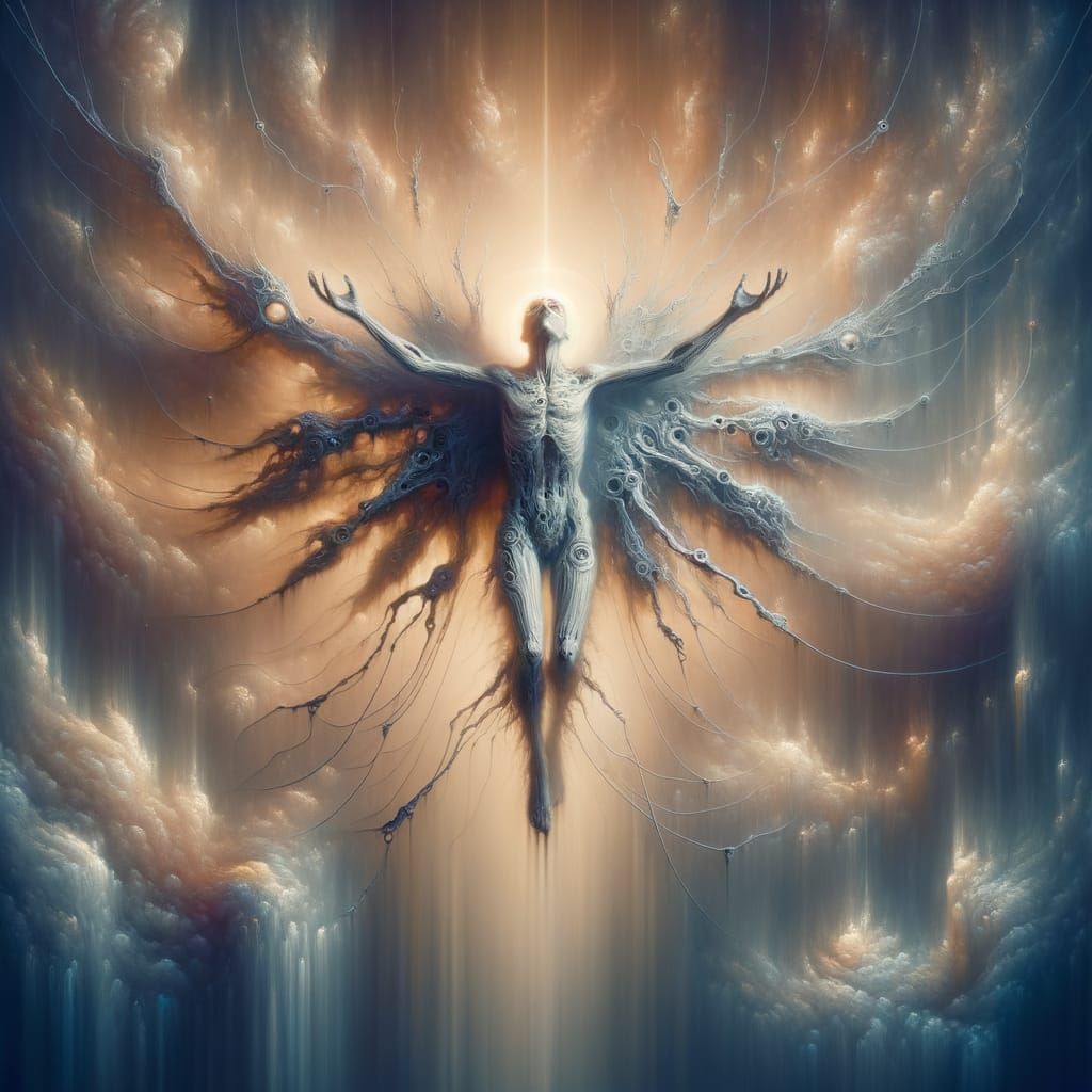 Gothic Surrealist Figure in Ethereal Light