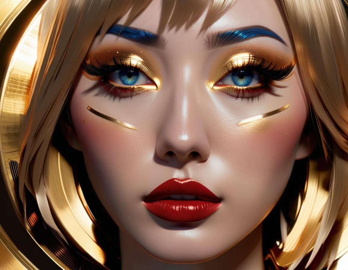 Trans Woman with Golden Record in Anime Style