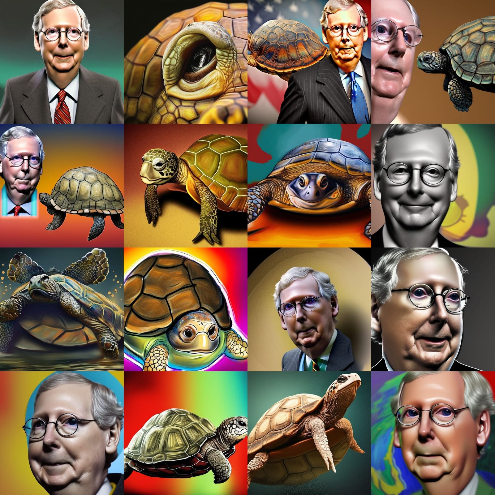 Hyperrealistic Mitch McConnell Turtle Splash Art