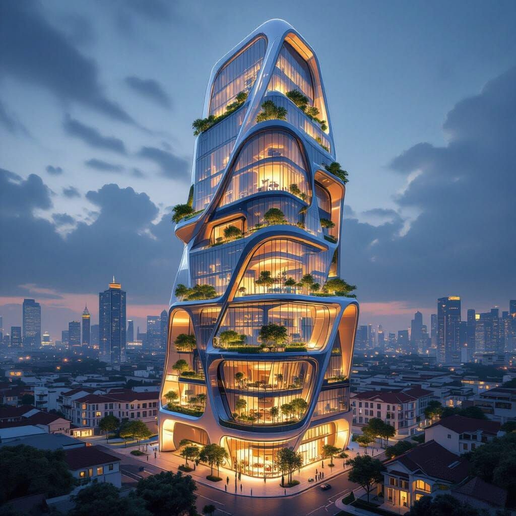 Futuristic Organic Skyscraper with Sky Gardens