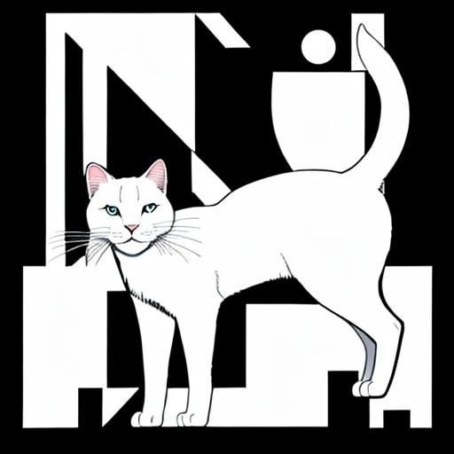 Art Deco Cats Frolicking in Geometric Setting