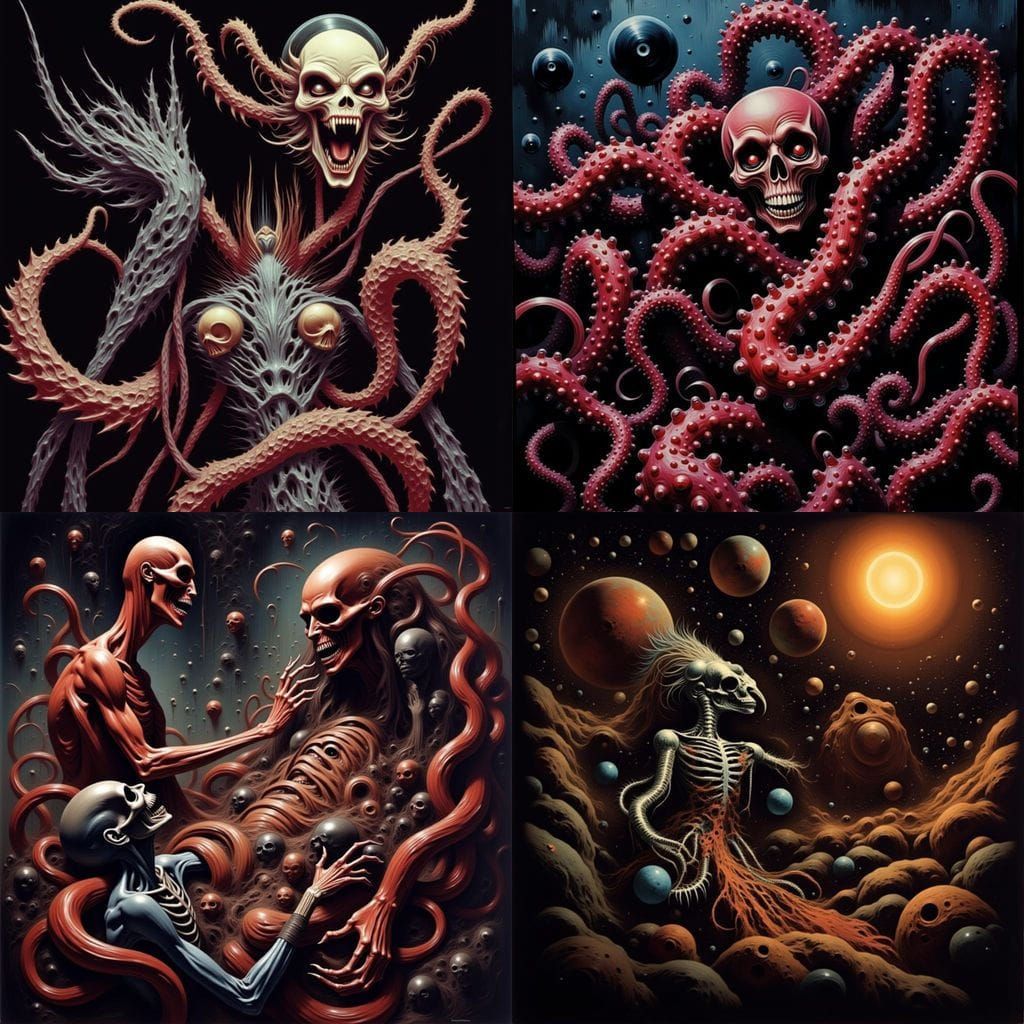 Cosmic Horror: The 3 Graces in Abstract Space Age Style