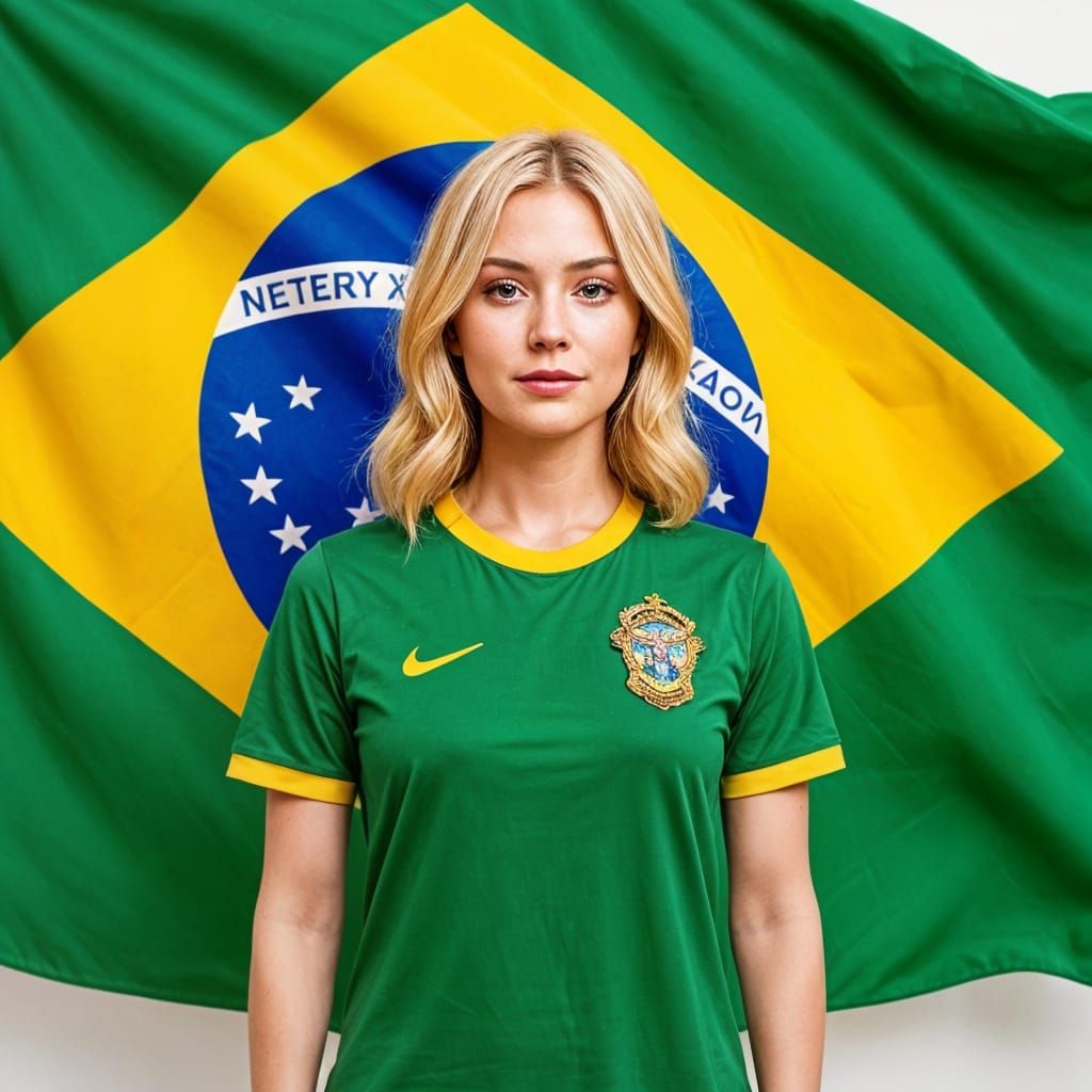 Brazilian Flag and Blonde Patriot