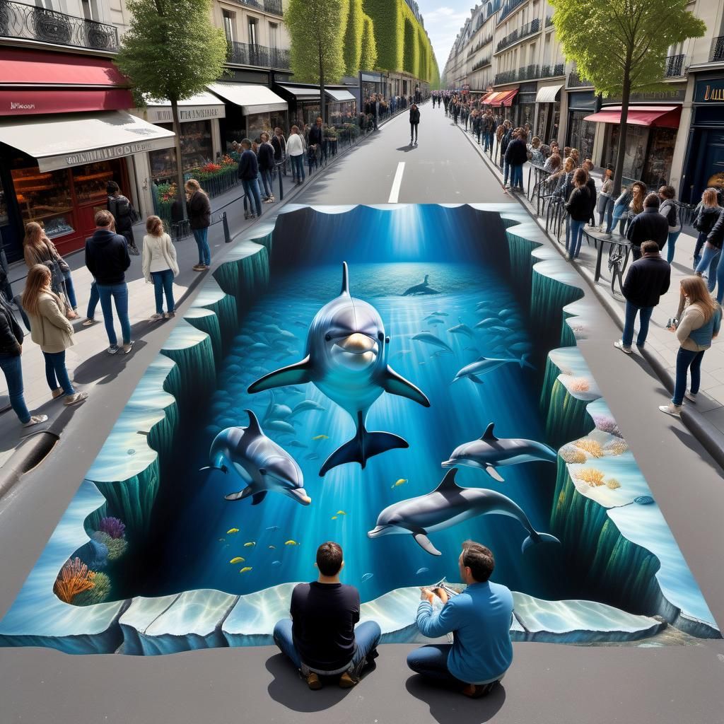Surreal 3D Chalk Art Illusion in Paris