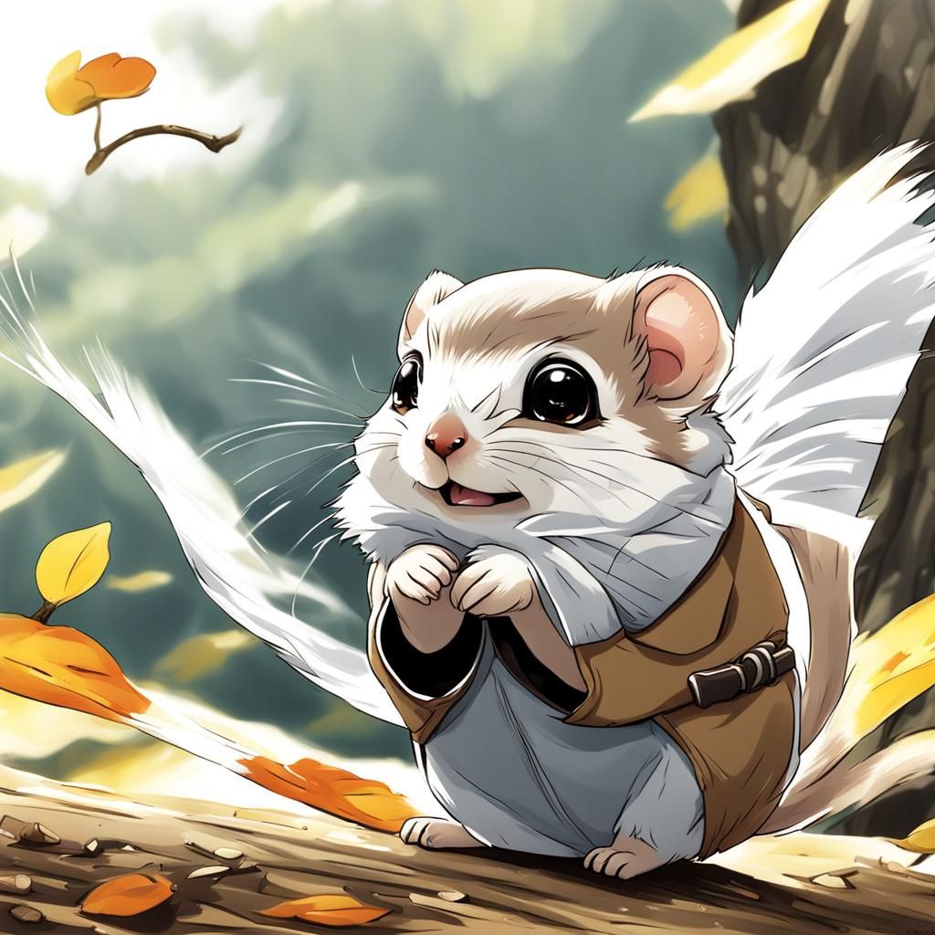 Cute Japanese Dwarf Flying Squirrel in Anime Style