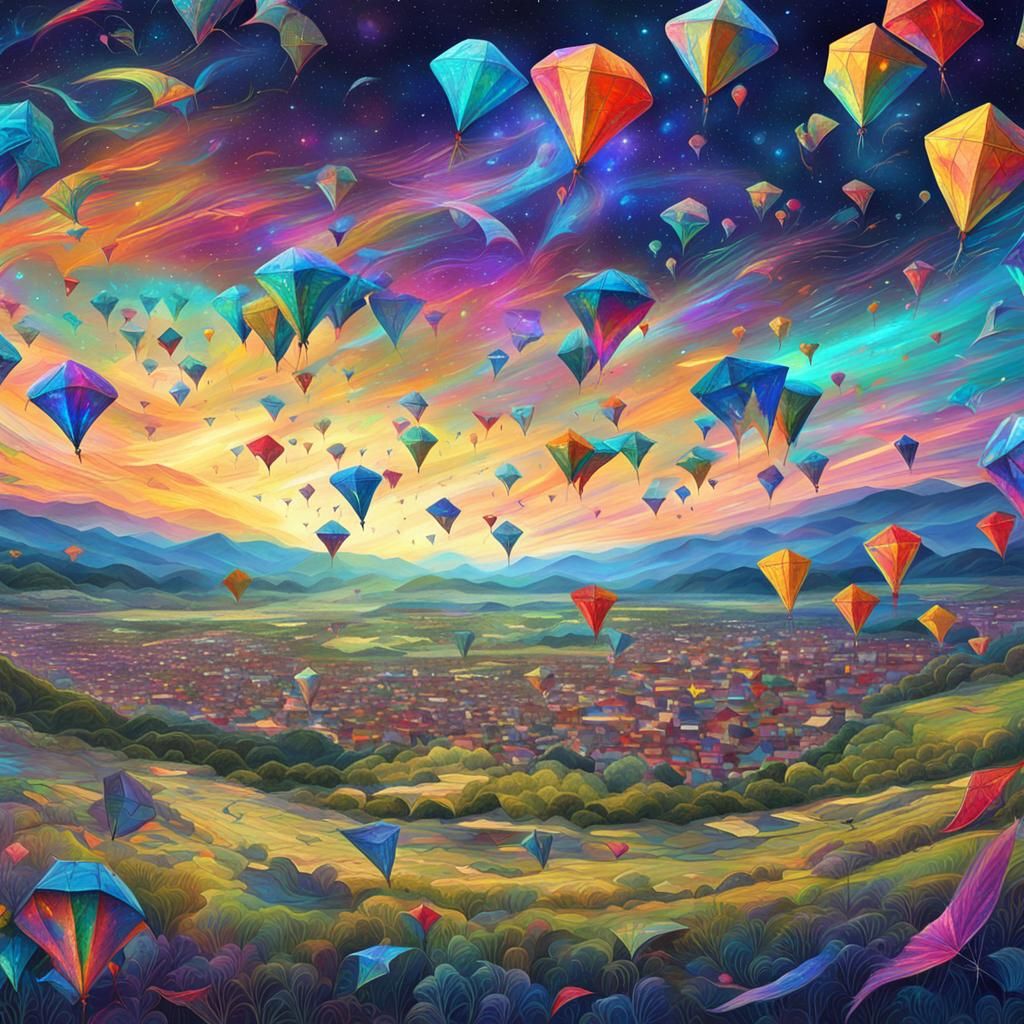 French Kite Festival: Holographic Astral Cosmic Art