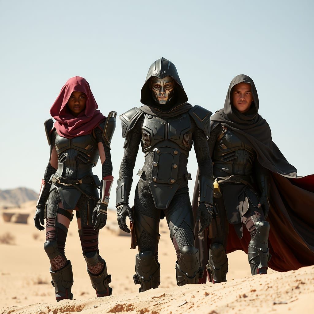 Futuristic Desert Scene in Brutalist Style