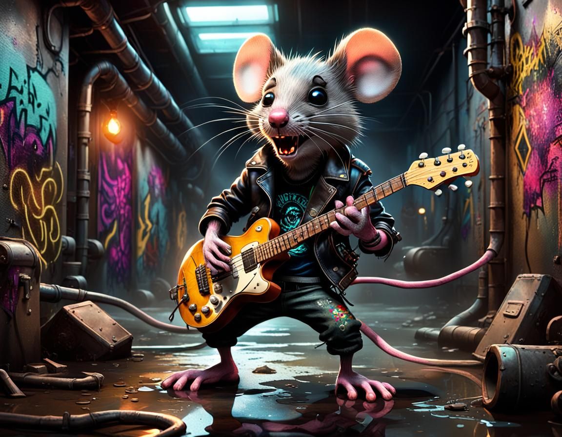 Punk Rocker Mouse in Gritty Sewer: Concept Art