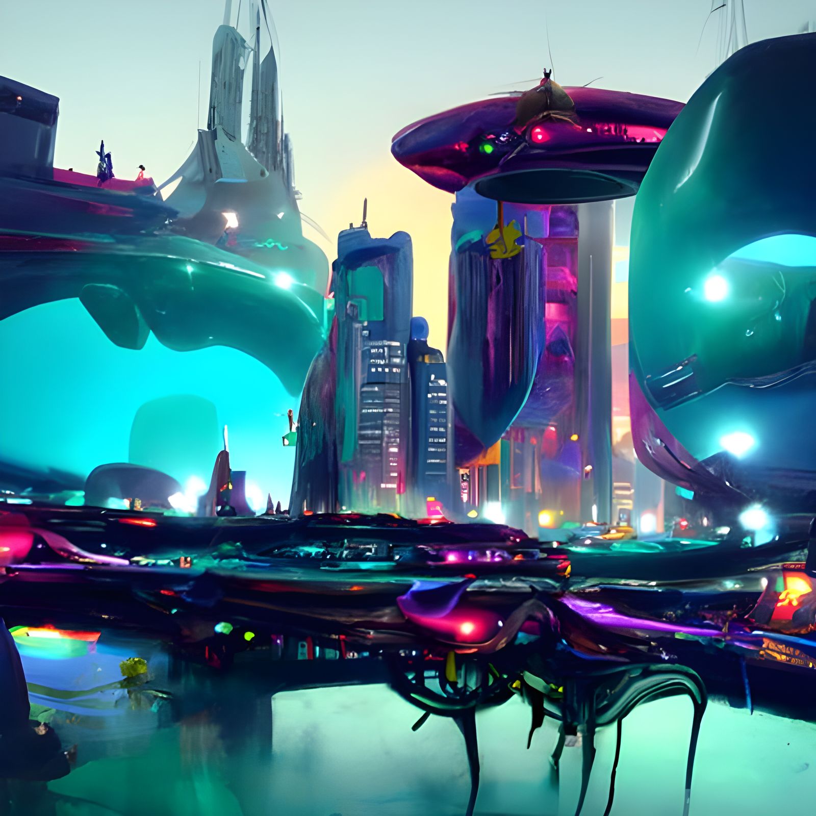 Intricate Alien City Digital Painting