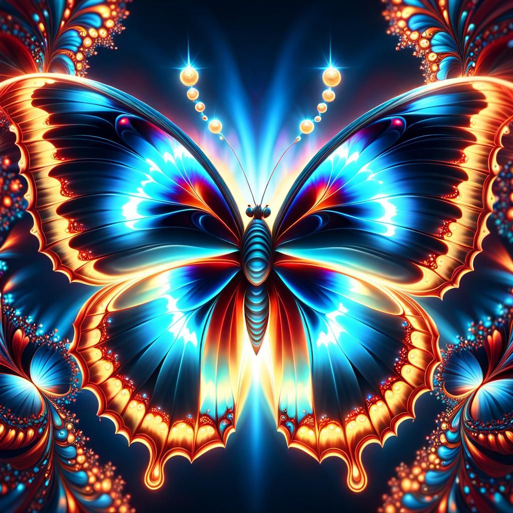 Celestial Butterfly Fractal in Hyperrealistic Style