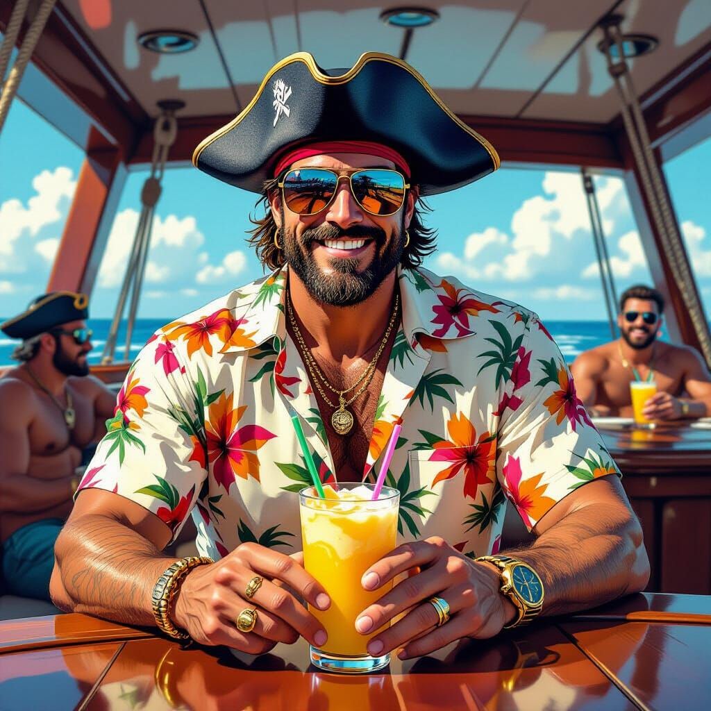 Pirate's Tropical Getaway: Comic Book Style