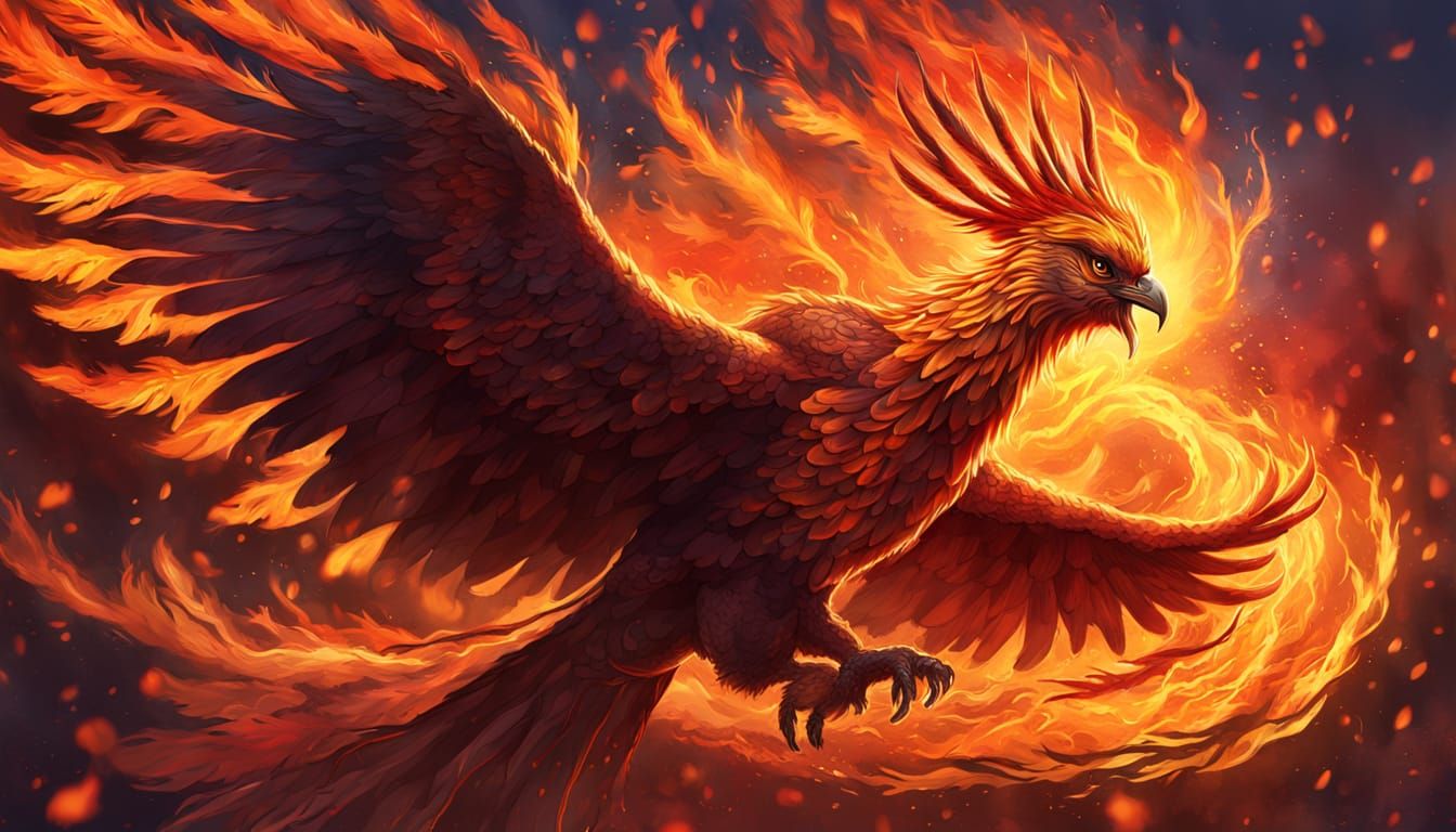 Majestic Phoenix Rises From Ashes in Fiery Splash Art