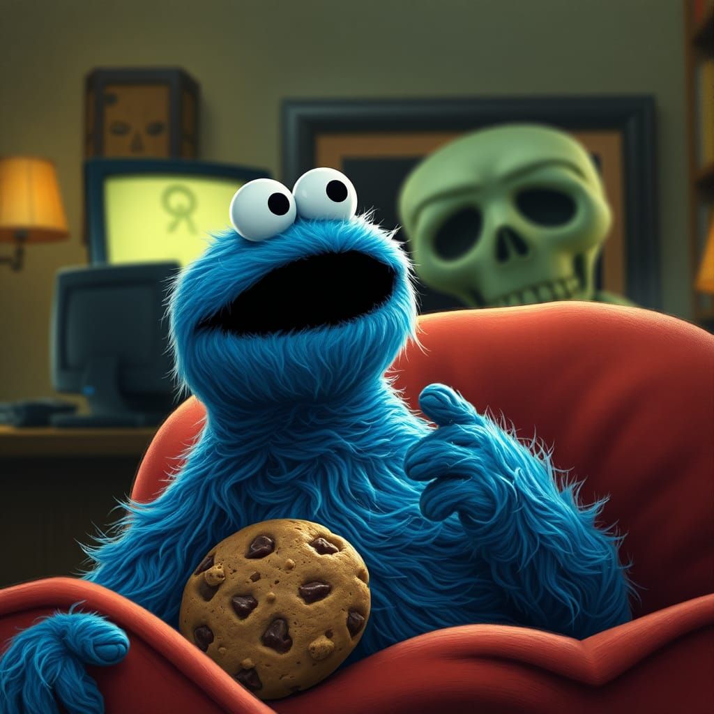 Cookie Monster's Horror Movie Night