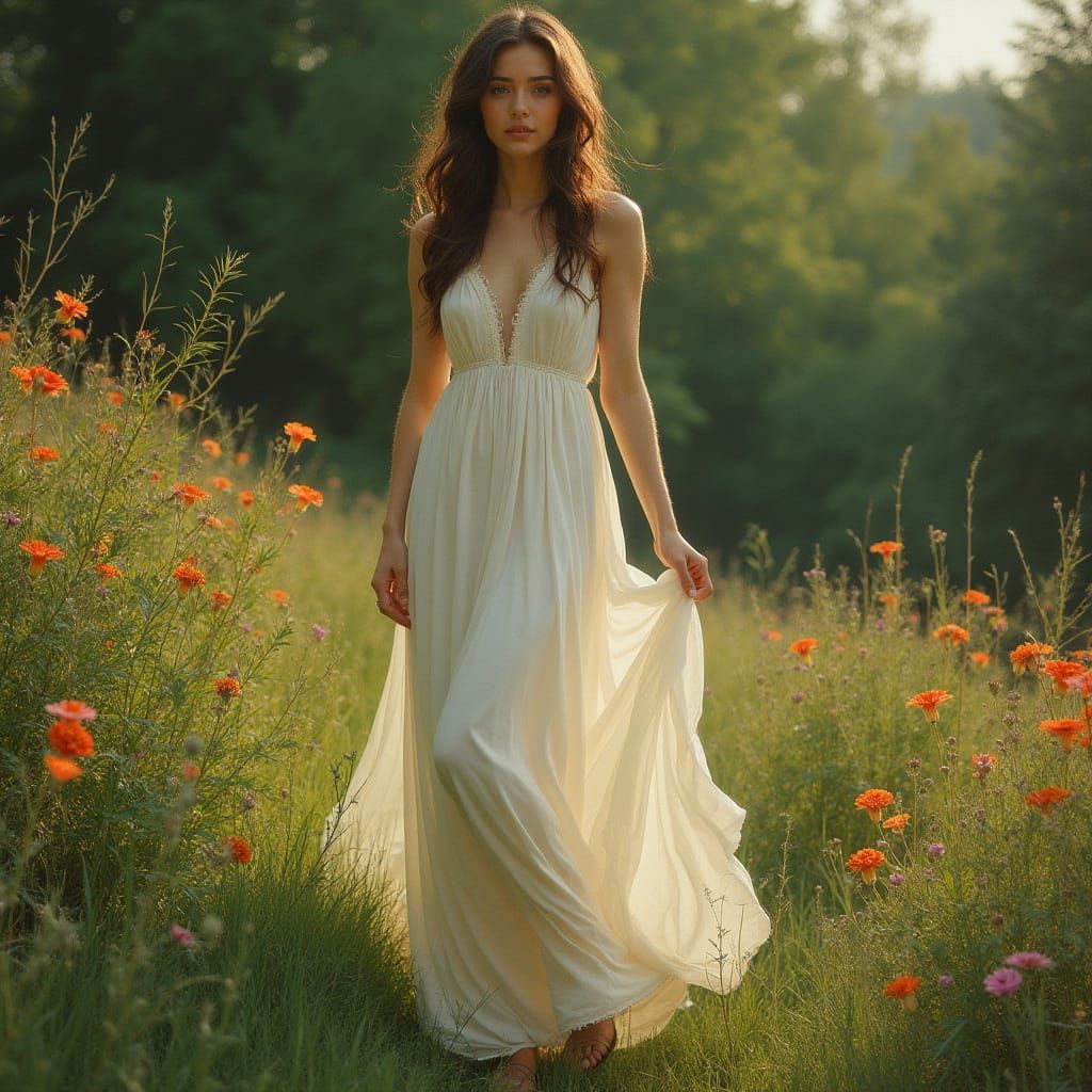 Ethereal Goddess in Dreamy Landscape