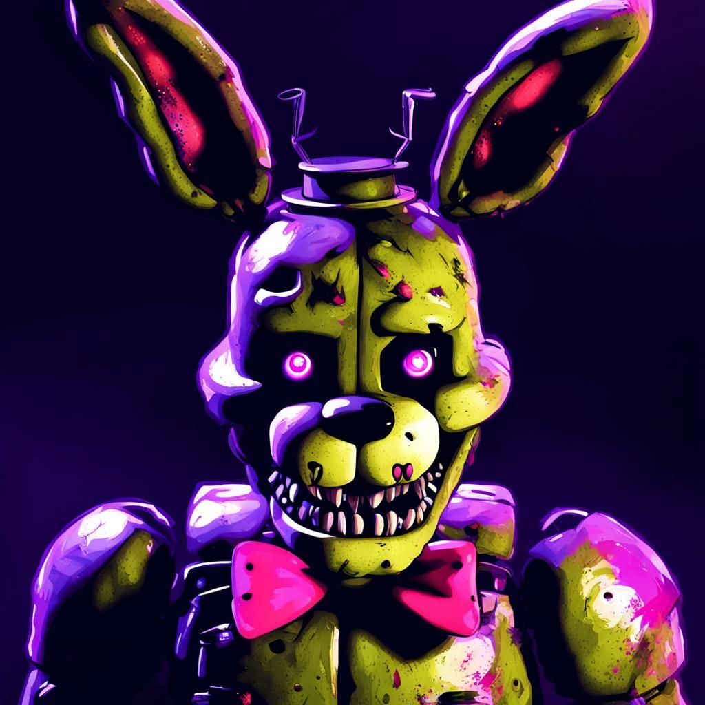 Realistic Rotten Springtrap Bunny with Glowing Eyes
