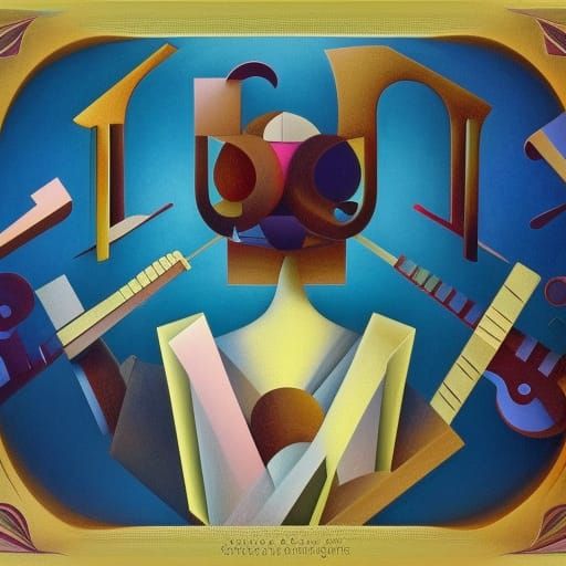 Robots with Human String Instruments: Fantasy Art