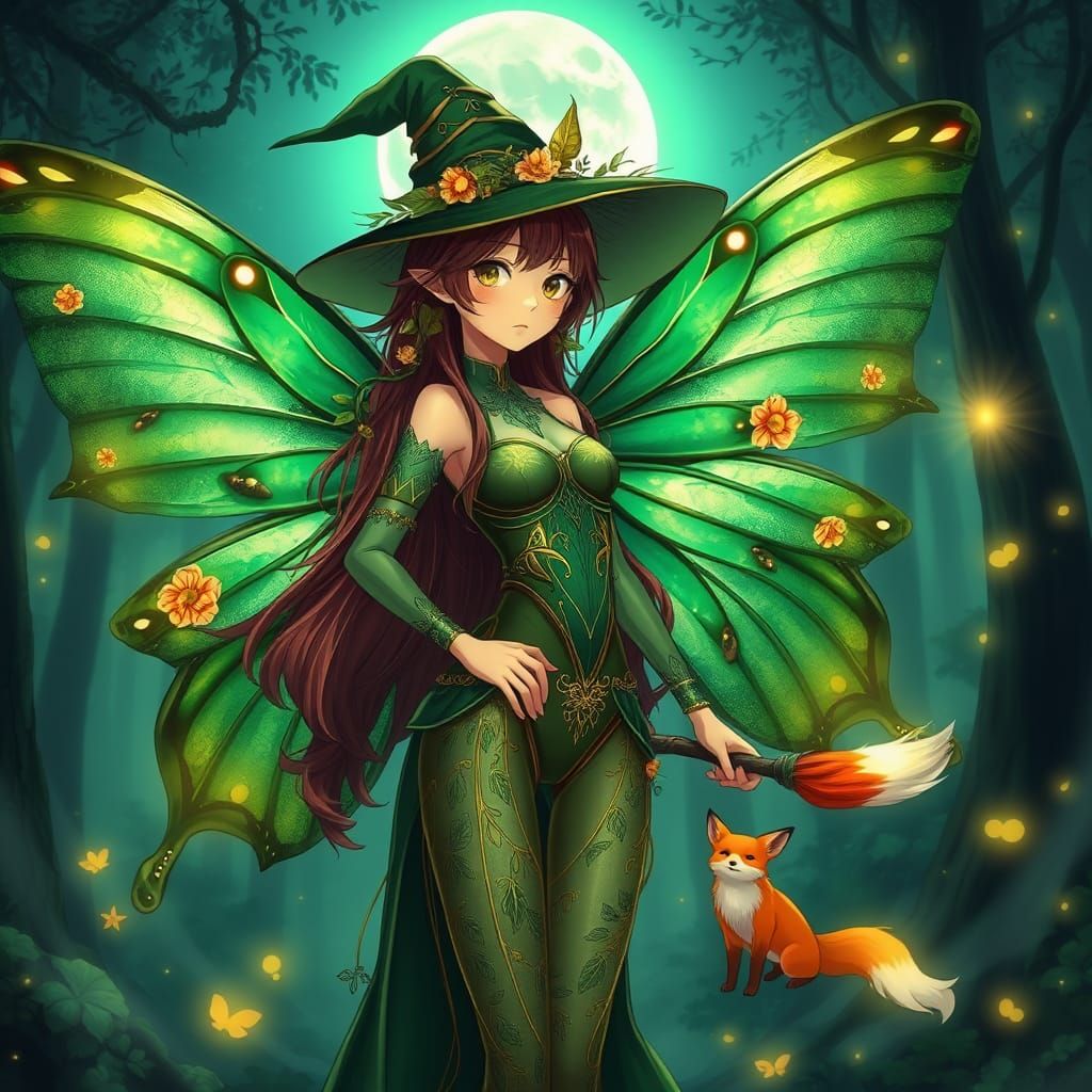 Anime Witch Soars Under Ghibli-Inspired Moonlight with Emera...