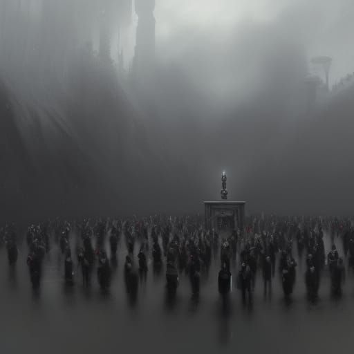 Funeral Gathering in Dark Fantasy Style
