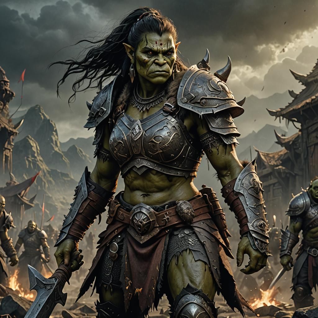 Tough Orc Warrior Woman in Detailed Digital Painting