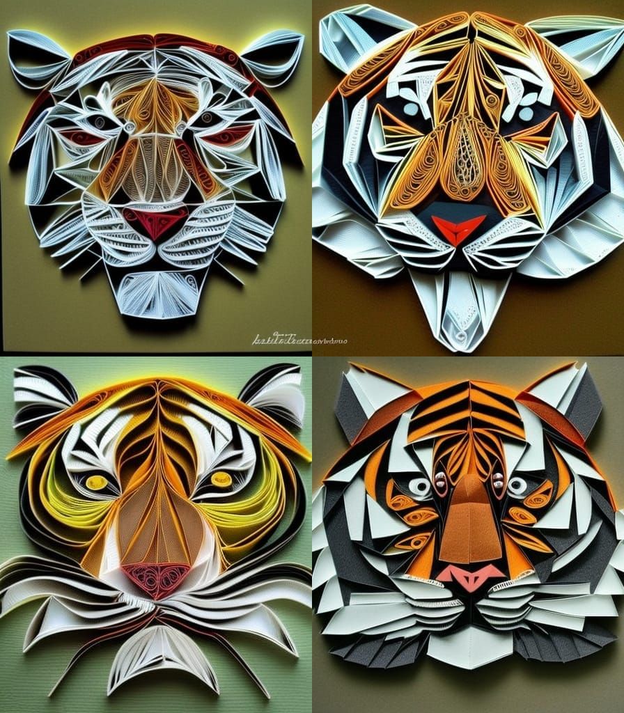 3D Quilling Art: Paper Tiger Minimalism